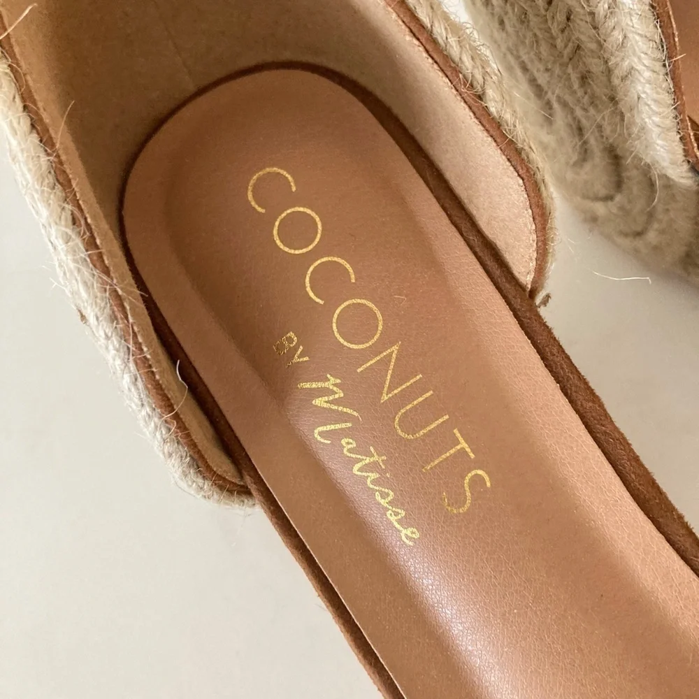NWOT Anthropologie Coconuts by Matisse Raffia Honey/Brown Wedge Heels Sz 10
